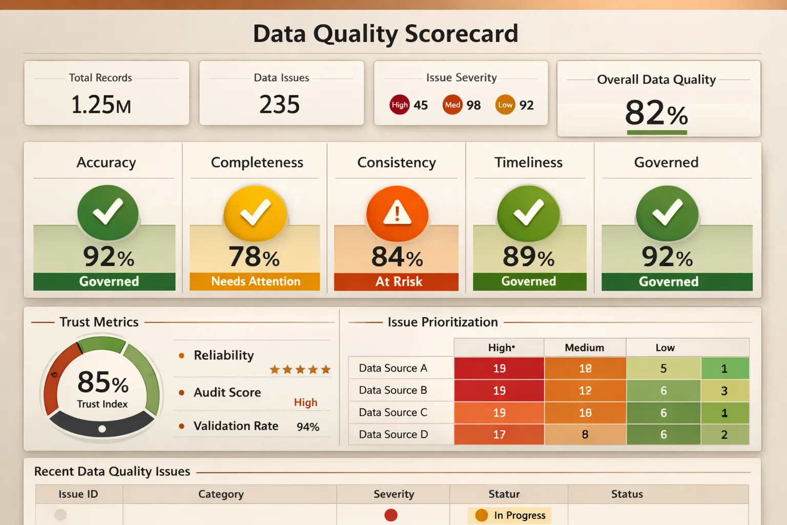 Anonymized data quality scorecard frame